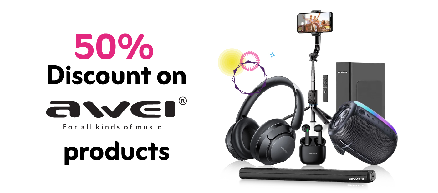 50% discount on- selected items from "Awei"