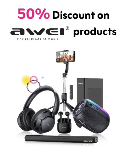 50% discount on- selected items from "Awei"